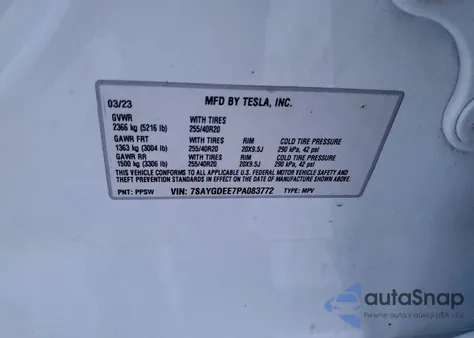 2023 Tesla Model Y from USA, damaged, VIN 7SAYGDEE7PA083772